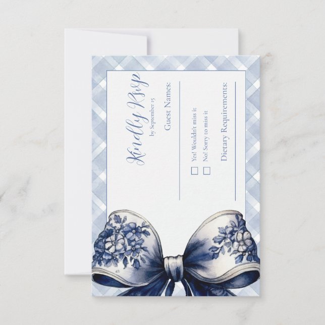Blue Croquette Inspired RSVP Post Card (Front)