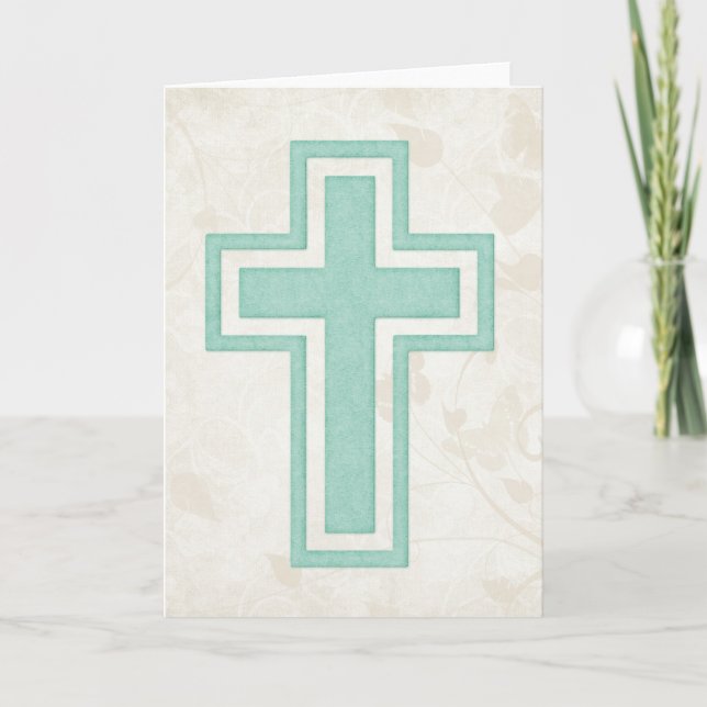 Blue Cross 3 Blank Christian Greeting Card (Front)