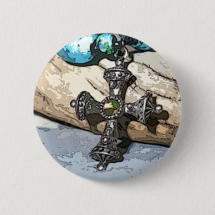 Blue Cross 6 Cm Round Badge