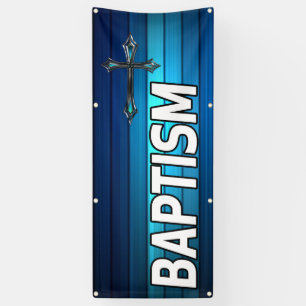 blue cross and planks Baptism Banner