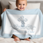 Blue Cross Baby Boy Baptism Blanket<br><div class="desc">Baby boy baptism blanket with pretty blue pearl cross on a choose your own colour background. This pretty baby baptism christening blanket is easily customised with the text of your choice, and you can move and resize the cross as needed. You can also change the orientation of the cross and...</div>