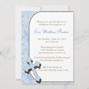 Blue Cross Baptism/Christening Invitation