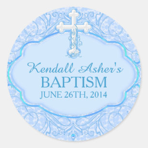Blue Cross Baptism Christening Sticker