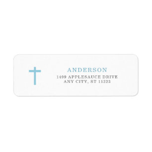 Blue cross baptism return address label