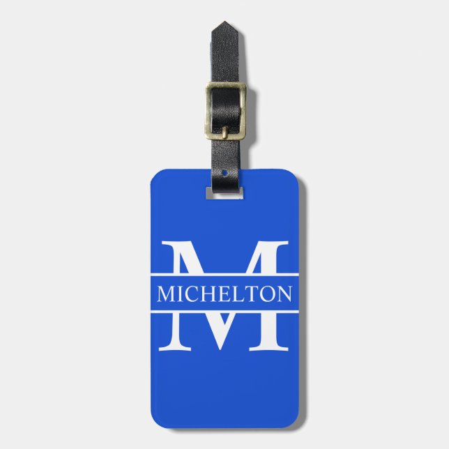 Blue Cross Bar LR Monogram Luggage Tag (Front Vertical)