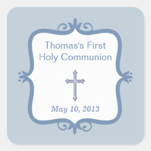 Blue Cross Communion Square Sticker