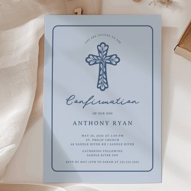 Blue Cross Confirmation Invitation (Creator Uploaded)