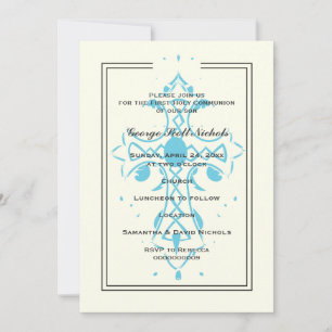 Blue Cross First Communion Baptism Confirmation Invitation