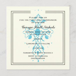 Blue Cross First Communion Baptism Confirmation Invitation
