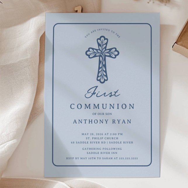Blue Cross First Communion Invitation (Creator Uploaded)