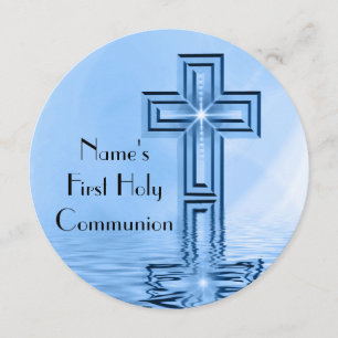 Blue Cross First Holy Communion Invitation