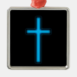 Blue Cross Metal Ornament