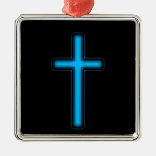Blue Cross Metal Ornament (Front)