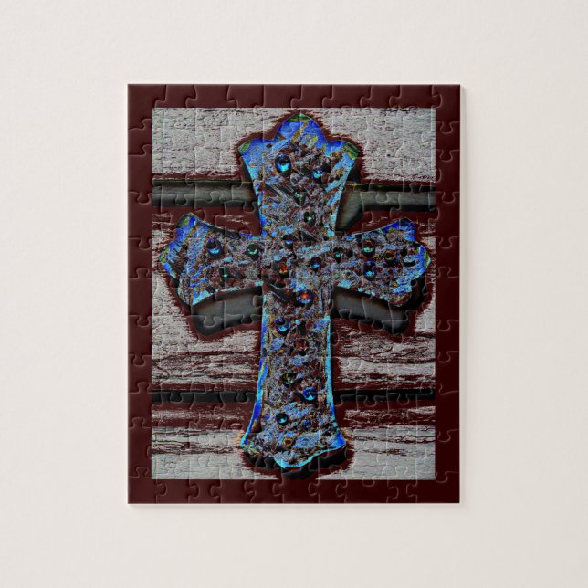 Blue Cross Photo Puzzle with Gift box (Vertical)