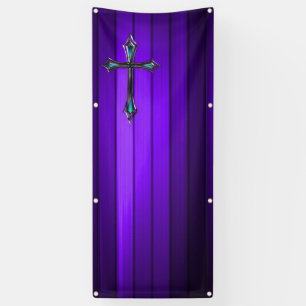 blue cross purple plank church banner