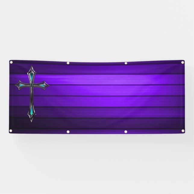 blue cross purple plank Long blank church Banner (Horizontal)