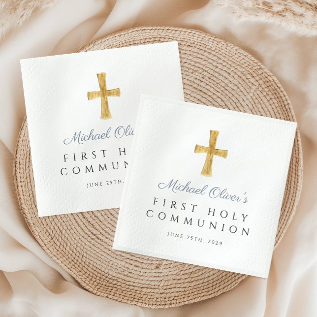 Blue Cross Religious Boy First Holy Communion Napkin (Blue Cross Religious Boy First Holy Communion Napkins)