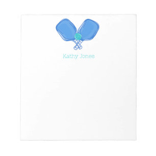 Blue Crossed Pickleball Paddles & Ball Custom Notepad