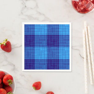 Blue Crosshatch Bold Chequered Design Napkin