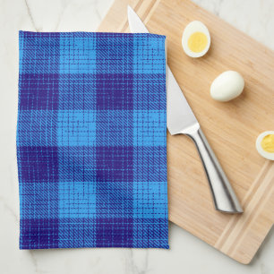 Blue Crosshatch Bold Chequered Design  Tea Towel