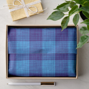 Blue Crosshatch Bold Chequered Design Tissue Paper