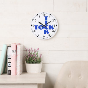 Blue Crossword Tick Tock Text Large Clock