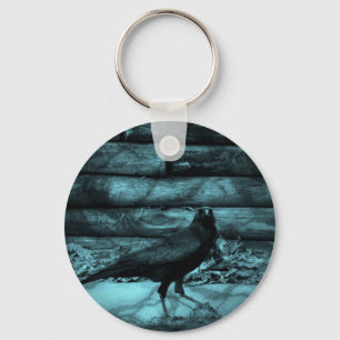 Blue Crow Shadows Key Ring