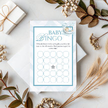 Blue Crown Baby Shower Bingo Game Card