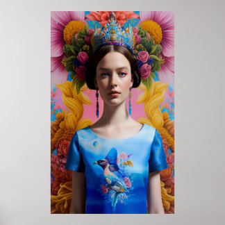 Blue crown casual princess poster