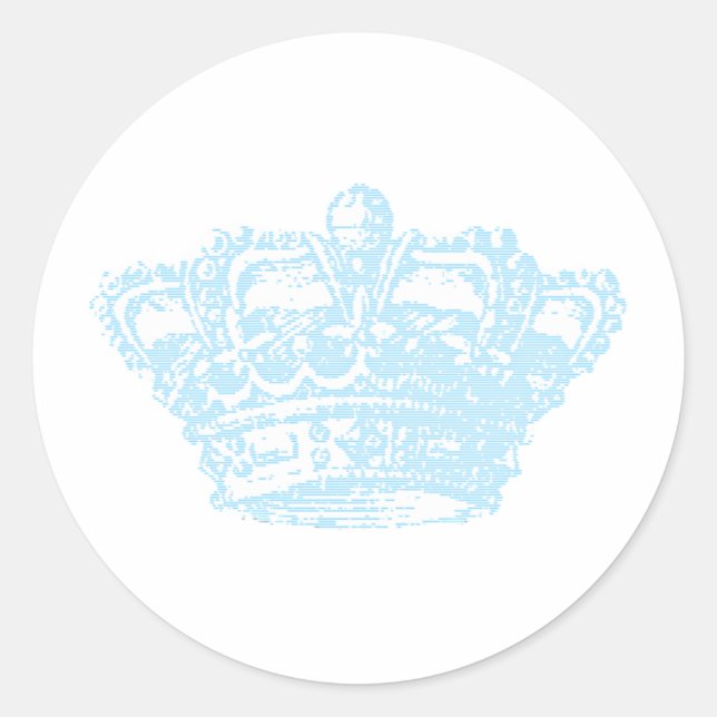 Blue Crown Classic Round Sticker (Front)