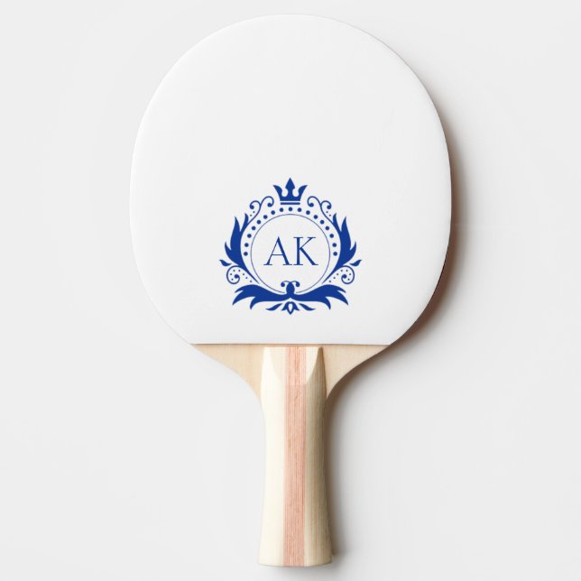 Blue Crown Frame Monogram Ping Pong Paddle (Front)