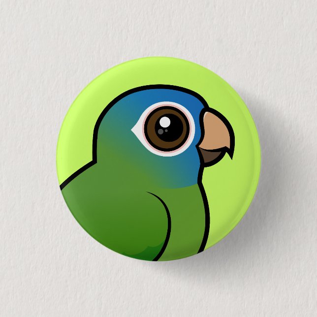 Blue-crowned Conure 3 Cm Round Badge (Front)