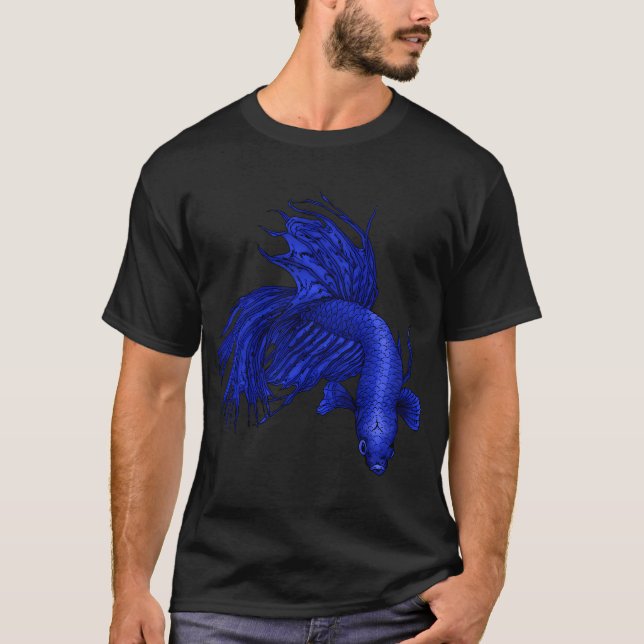 Blue Crowntail Betta T-Shirt (Front)