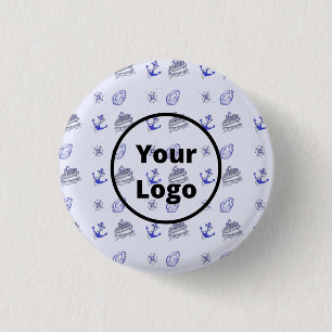 Blue cruise ship business pattern 3 cm round badge