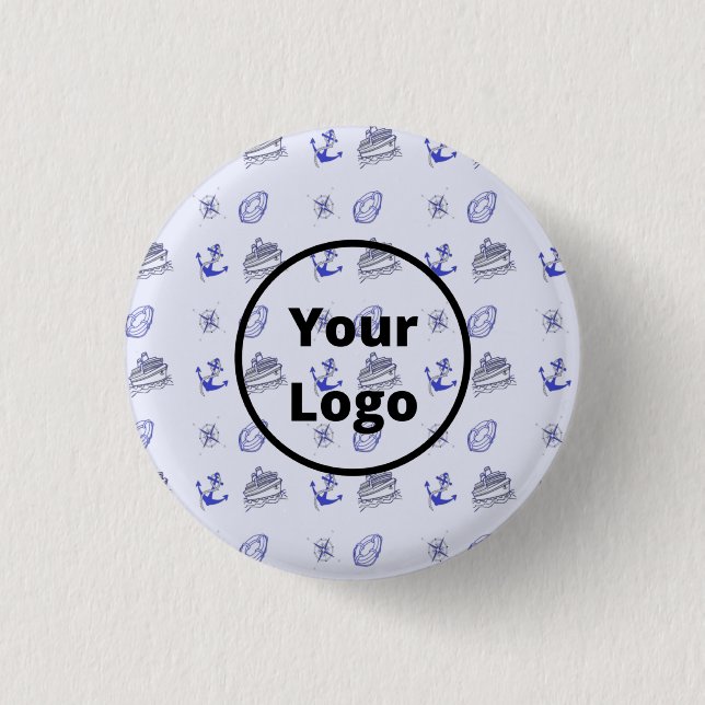 Blue cruise ship business pattern 3 cm round badge (Front)