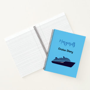 Blue Cruise Ship Personalised Diary Notebook 