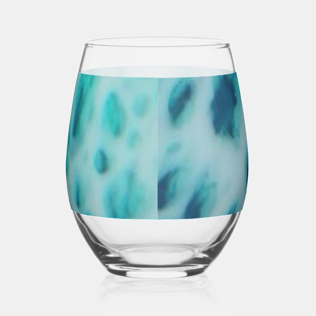 Blue Crush - Abstract Coastal Artwork  Stemless Wine Glass (Right)