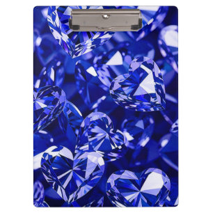 Blue Crystal Diamond Hearts Clipboard