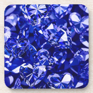 Blue Crystal Diamond Hearts Coaster