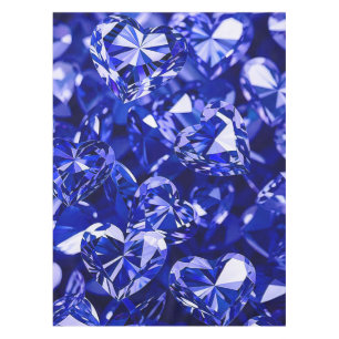 Blue Crystal Diamond Hearts Tablecloth