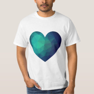 Blue crystal geometric heart T-Shirt