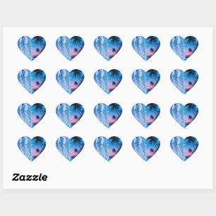 Blue Crystal Heart Galaxy Sticker Sparkling Trop