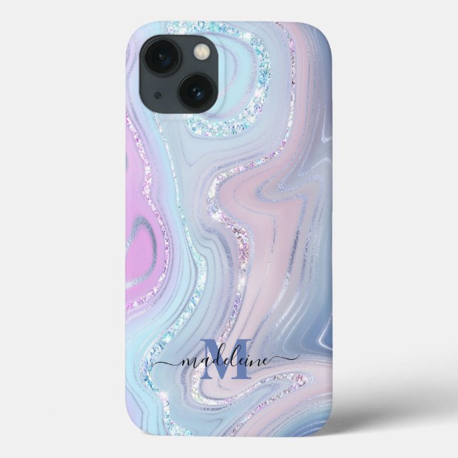 Blue Crystal Marble Iridescent Agate Case-Mate iPhone Case (Back)