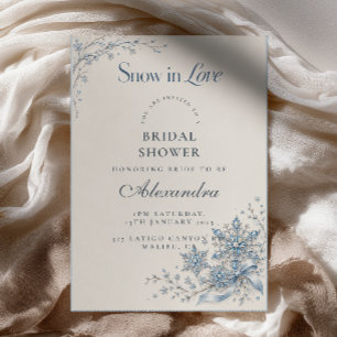 Blue Crystal Snow in Love Bridal Shower Invitation