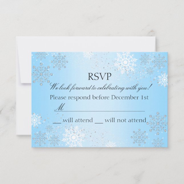 Blue Crystal Snowflake Winter Wonderland RSVP (Front)