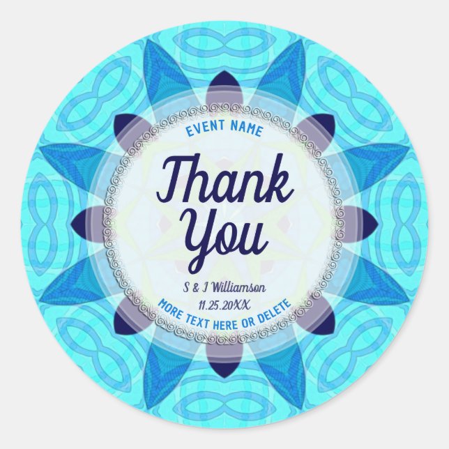 Blue Crystalise Thank You Stickers (Front)