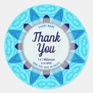 Blue Crystalise Thank You Stickers