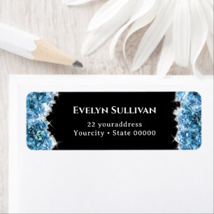 Blue crystals return address label