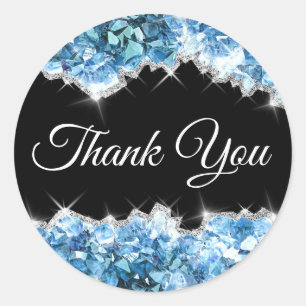 Blue Crystals Thank you Sticker
