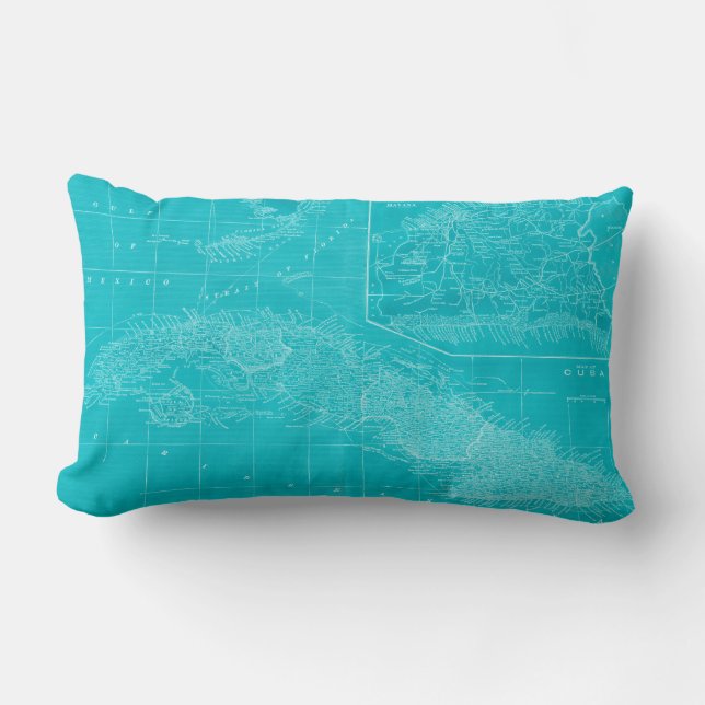 Blue Cuba Map Lumbar Cushion (Front)